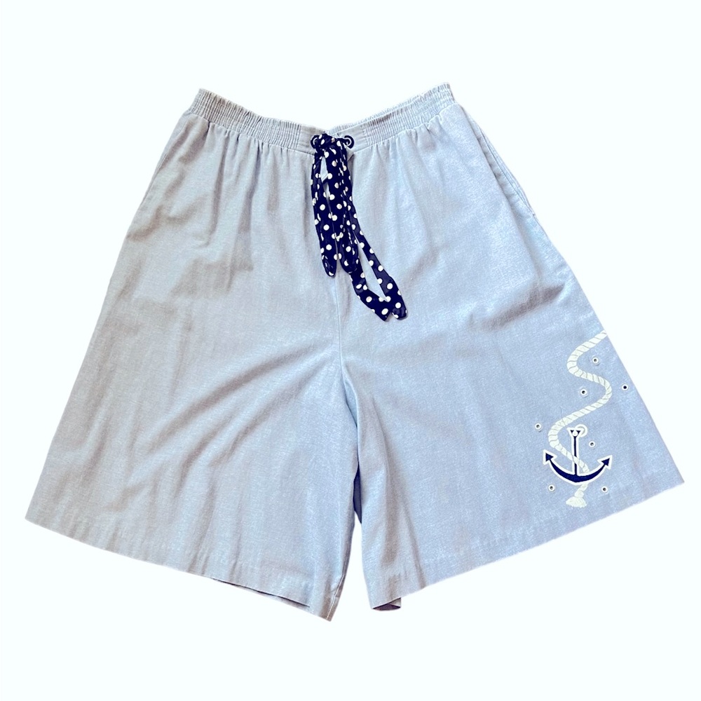 Vintage Baby Blue Nautical Shorts, Extra Large